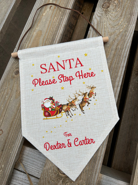 Santa Stop Here Flag