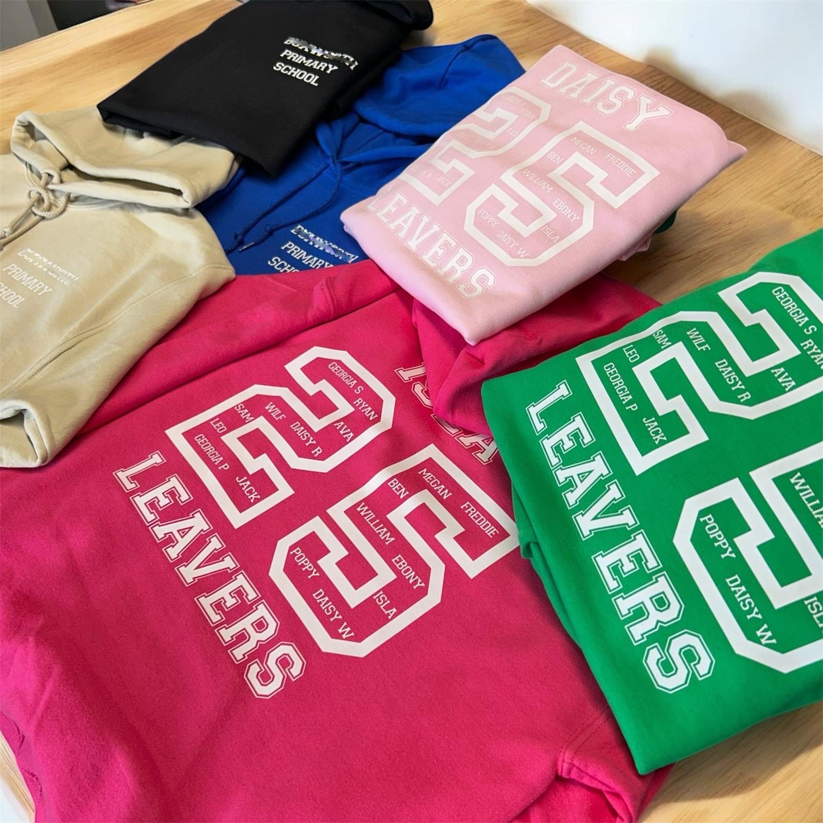 Customisable leavers hoodie for individual or PTA use
